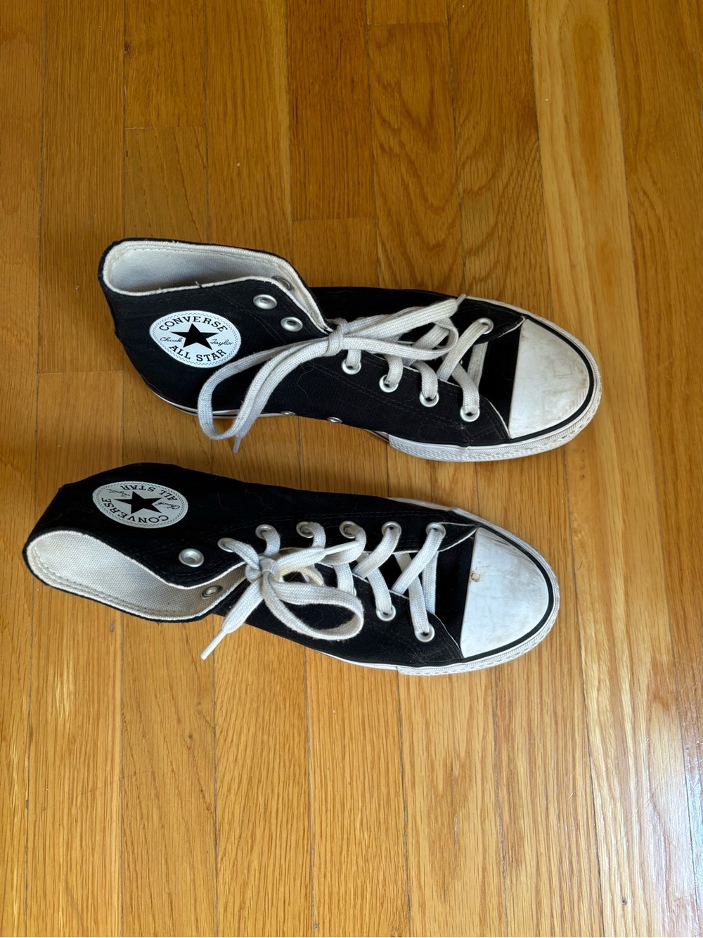 Converse Black High Top Sneakers with White Accents and cushion sole size 9